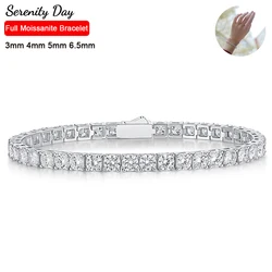 Serenity 3mm 4mm 5mm Moissanite Tennis Bracelet For Women Man 100% S925 Sterling Silver Spring Lock Couples Bracelet Anniversary