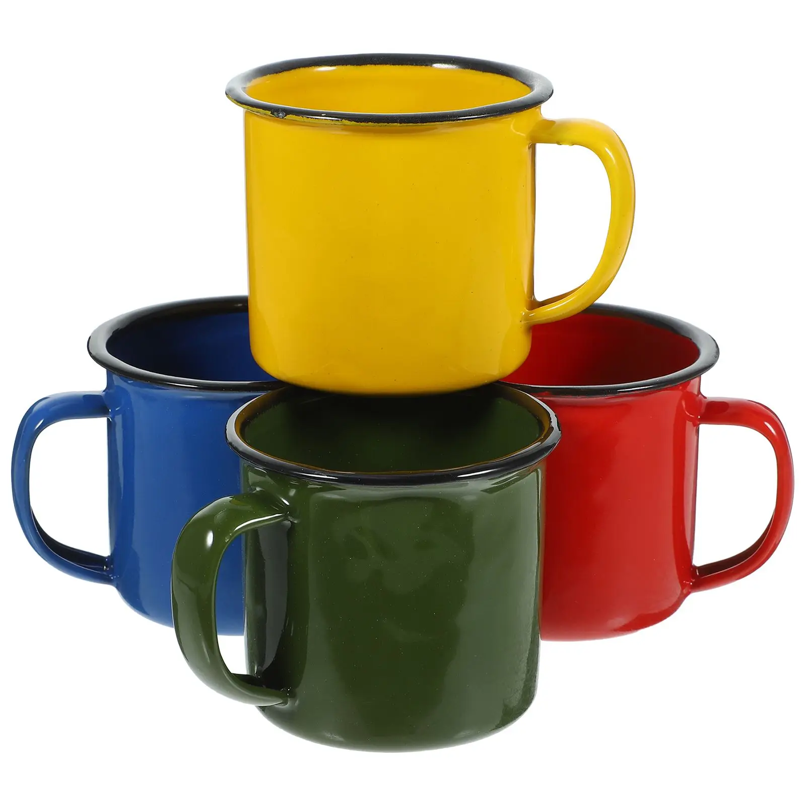 

4 Pcs Enamel Mug Retro Coffee Cups Colored Travel Water Party Juice Milk Household Accessories Kitchen Barware