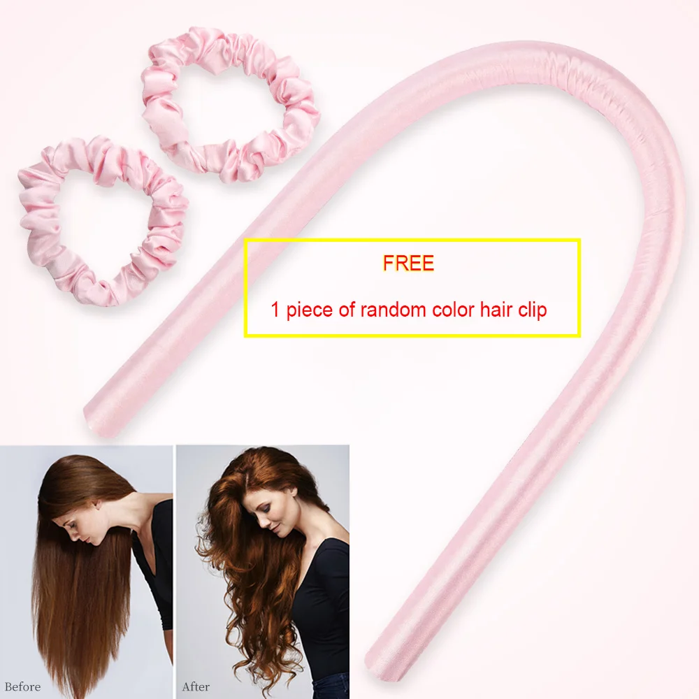 New Vegan Satin Hatless Curling Rod Headband Scrunchies Sleeping No Heat Silk Hair Curler Lazy Wave Ribbon Roller Filling Cotton