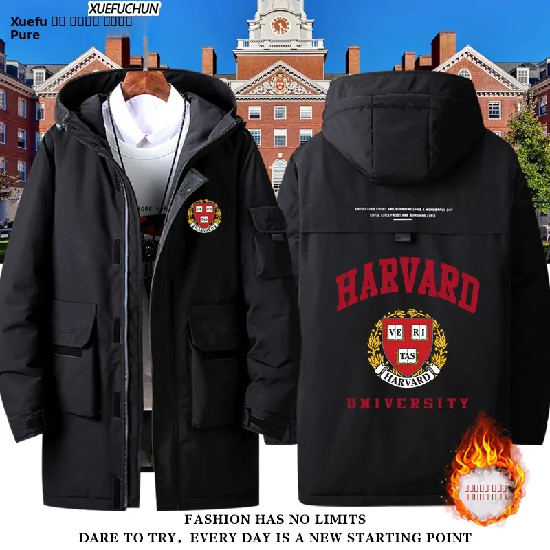 

Harvard Universi Men's And Women's down Jaet Outerwear Quilted Polyester Fiber Warm Thiened Long Sve Coat