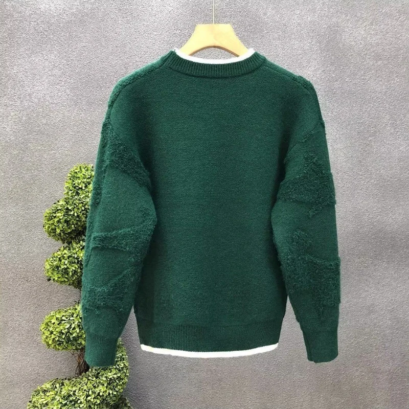 Autumn Winter New Fashion Round Neck Long Sleeve Solid Sweaters Men's Clothing Casual All-match Warm Simplicity Knitting Tops