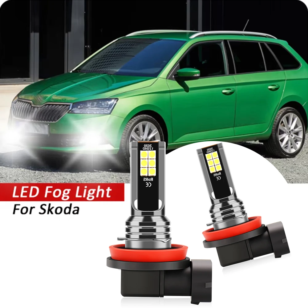 2x H8 H11 H16JP LED Fog Light Car Fog Lamps For Skoda Fabia Kamiq Karoq Kodiaq Octavia MK2 A5 MK3 A7 Rapid Scala Superb 2 3 Yeti