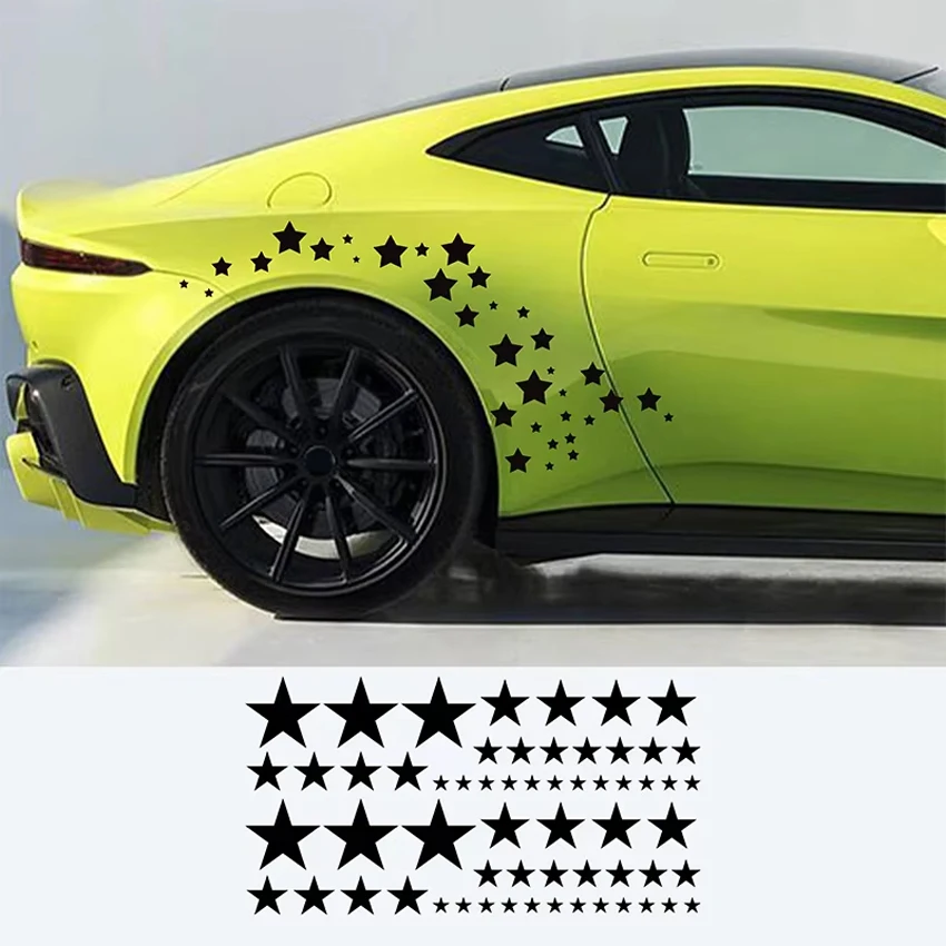 60pcs Five-pointed Star Car Body DIY Stickers Set Racing Side Door Vinyl Decals Auto Hood Sport Competition Style Fits For JDM