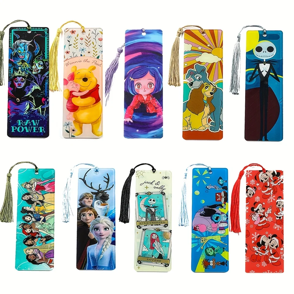 Mickey Mouse, The Lion King, Snow White, Mind, Acrylic Material with tassels, Reading Accessories for Anime Fans, Bookmarks, Gif