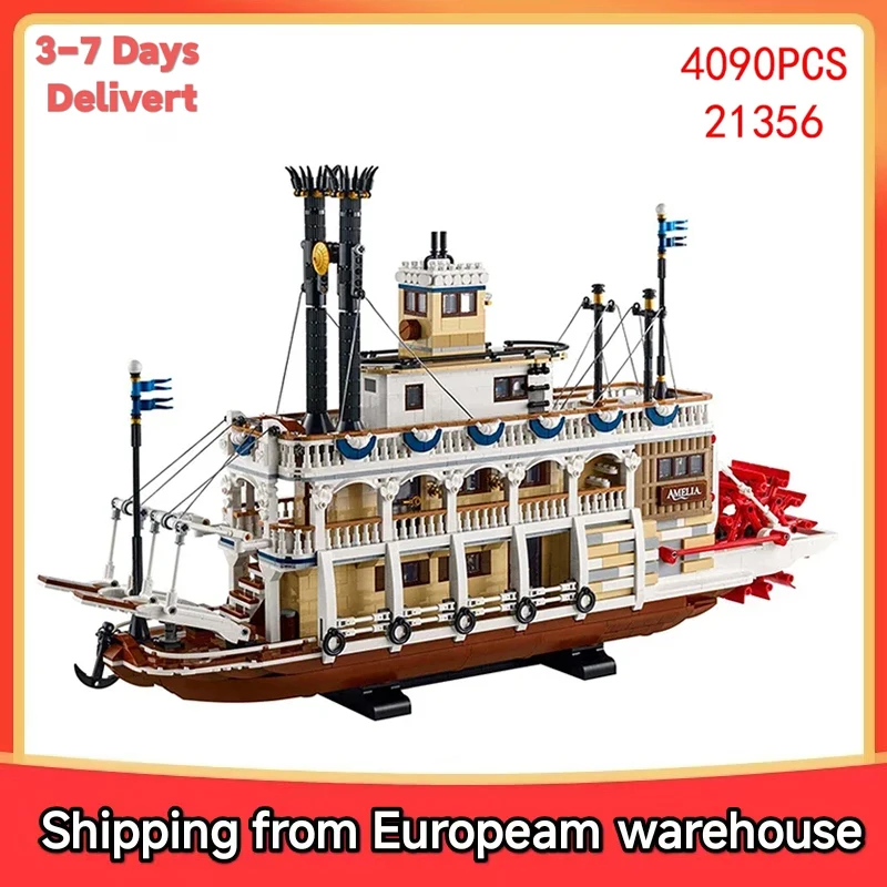 Blocs de Construction de bateau à vapeur, 4090 pièces, modèle de Construction de bateau de rivière en brique pour enfants et adultes, cadeaux de noël, décor de salle Compatible 21356