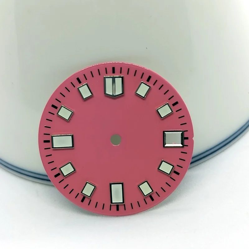 

28.5mm Spike Dial Dark Blue Sky Blue Pink Green White Green Luminous for NH35/NH36 Movement Watch Accessories