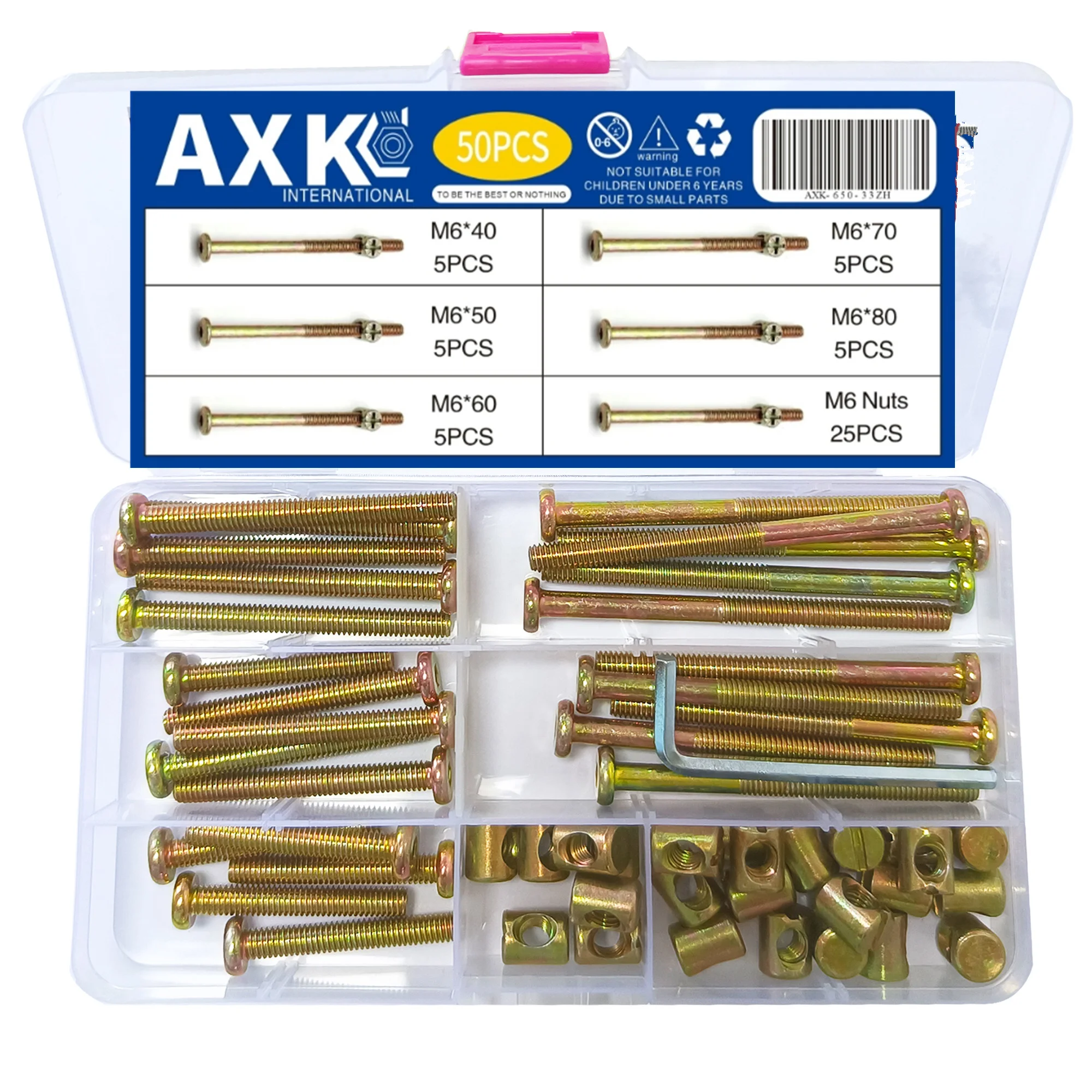 

Baby Bed Crib Screws Hardware Replacement Kit, 25-Set M6x40mm/ 50mm/ 60mm/ 70mm/ 80mm Hex Drive Socket Cap Screws Barrel N