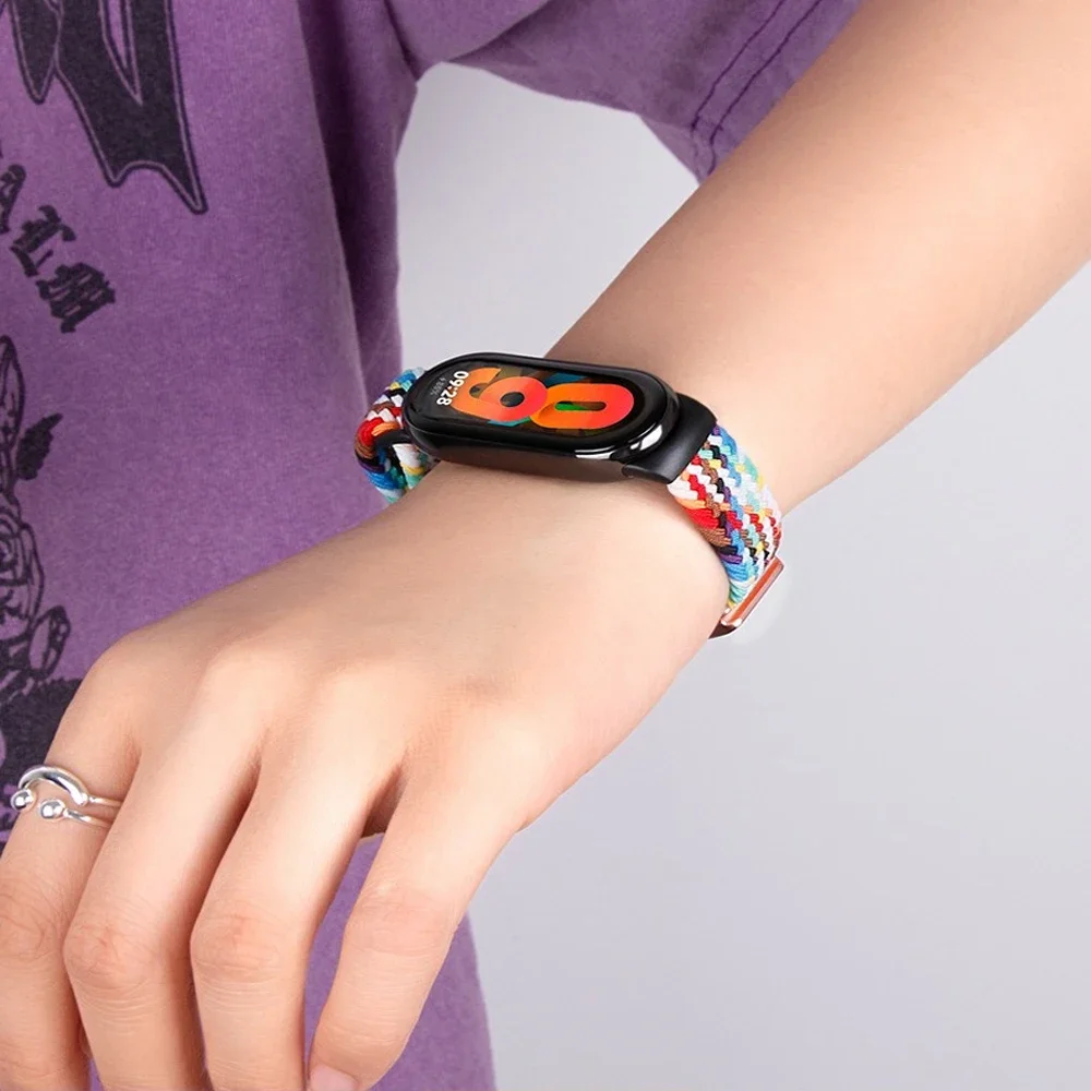 Nylon Braided Loop Strap For Xiaomi Band 9 8 Adjustable Magnetic Buckle Mi band 9 Bracelet Wristband For Mi Band 10 Accessories