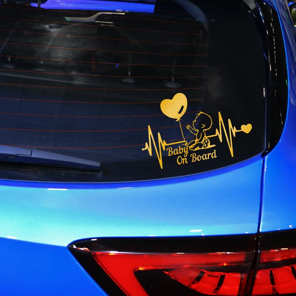 Baby On Board Sticker Heartbeat Balloon Decoration Car Window Windshield Auto Safety Caution Warnning Decor Decal Accessories view 4