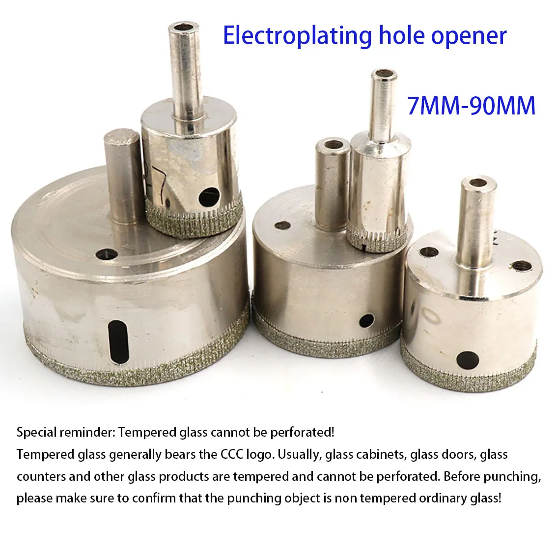 

1PCS Electroplated Glass Hole Opener Diamond Drill Bit Bracelet Hole Opener Jade Ring Hole Opener Glass Hole Opener 7-90mm
