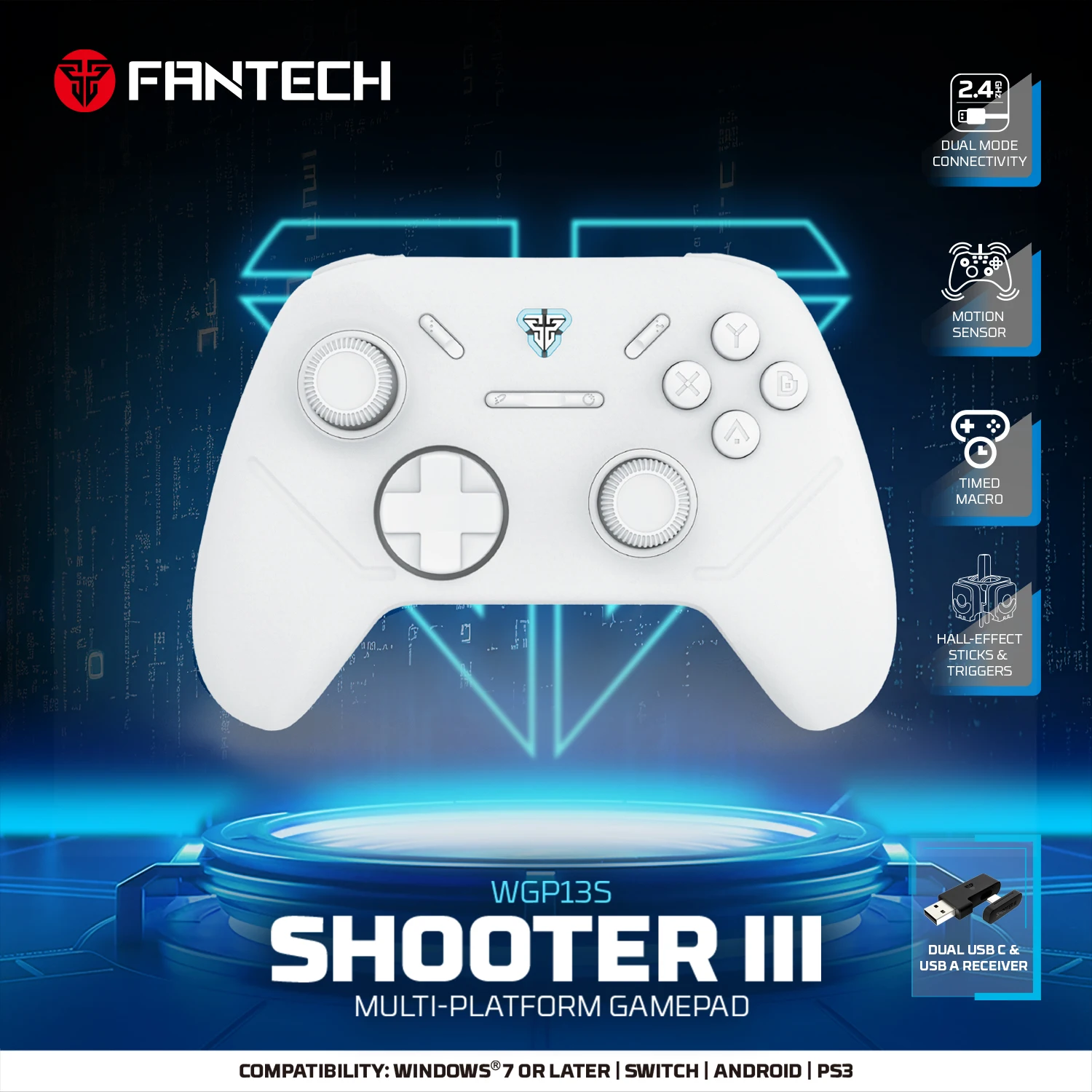 FANTECH WGP13S 2.4G Draadloze Gamepad Met Hall Effect Polling Rate 1000HZ Joystick Gaming Controller Voor PC Schakelaar NS Android