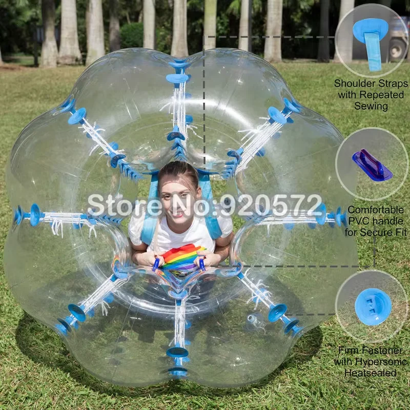 กลางแจ้ง 1.5m ลูกกันชนพองพอง 1.0mm TPU/PVC Body Zorb Ball ชุด Zorb ฟุตบอลสําหรับขาย