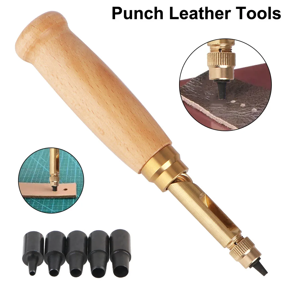 Automatic Belts Book Drill Auto Hole Punch Screw Screw Punch Leather Tools Removable Woodworker With 6 Size Tip 1.5-4mm