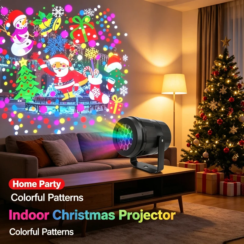 Rotating Christmas Projector Lamp 16 Patterns Light Style for Xmas Tree Home Decoration Winter Holiday Party Lighting Glow