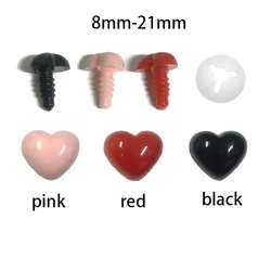 20 piezas nariz de juguete, 8mm/10mm/12mm/15mm/18mm/21mm, forma de corazón, nariz de muñeca Animal de seguridad, arandela fácil para accesorios de muñecas diy