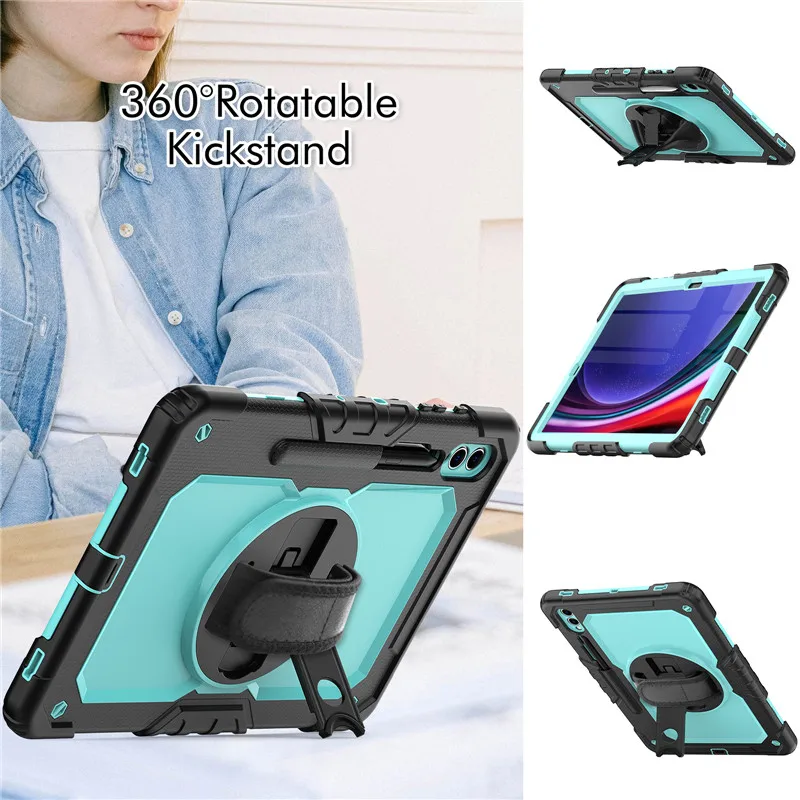 Shockproof Kids Stand Cover for S9 Plus 12.4 11 inch Case 2023 SM-X710 X716B X810 X816B Handle Shoulder Strap Cases+PET Screen