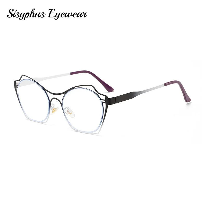 2025 New European and American Fashion High-End Asymmetrical Metal Glasses Frame Women's Anti-Blue Light Lenses