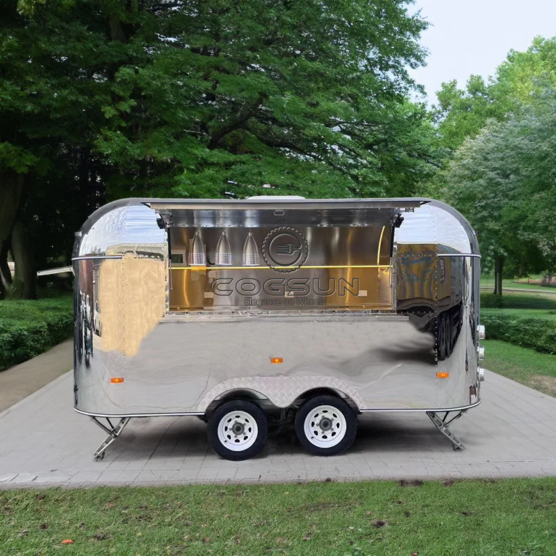 Custom Size Food Truck  BBQ Pizza Trucks Mobile Dining Car Hot Dog Food Cart Burger Trailer Coffee Vending Van Food Trailer