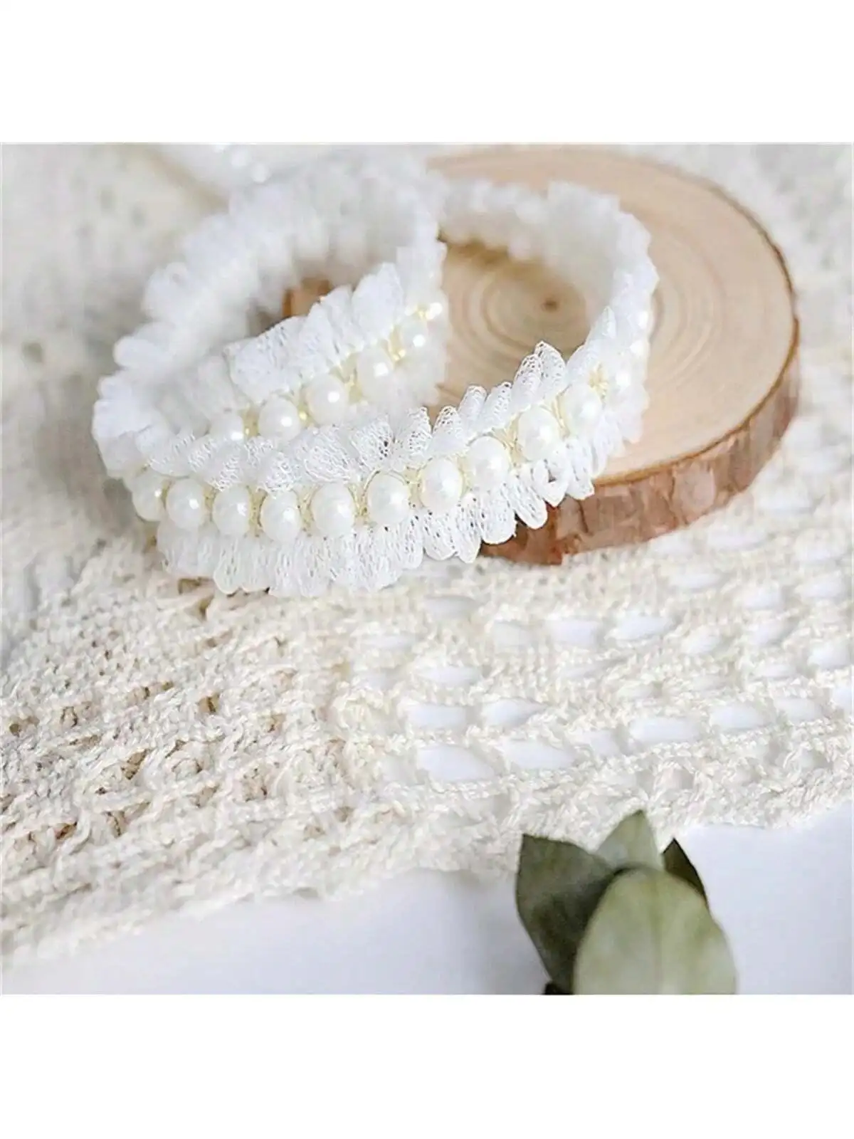 1 Yard breiter weißer Mesh-Plissee-Stoff, glitzernde Perlen, Fransen, Spitze, Randbesatz, Kleidungsstück, Kragen, Band, Hochzeitskleid, DIY-Applikation, Dekor