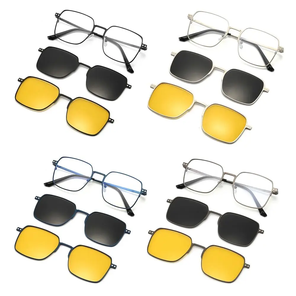 Glasses Night Vision Clips Magnetic Glasses 3 In 1 Glasses Anti Blue Light Glasses with Magnet Clip On Sunglasses Polarized