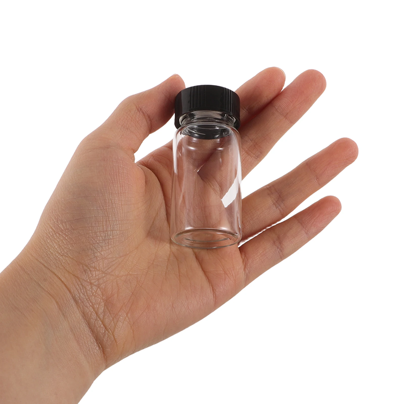 

100pcs Mini Containers 20Ml Transparent Small Bottles Lids Clear Sample Jars Lab Use Compact Leakproof Miniature