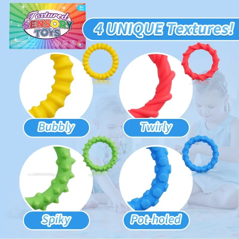 4PCS Bracelet Sensory Fidget Toys for Kids Adults Soft Sensory Decompression Toy Touch Desensitization Training Bracelets New