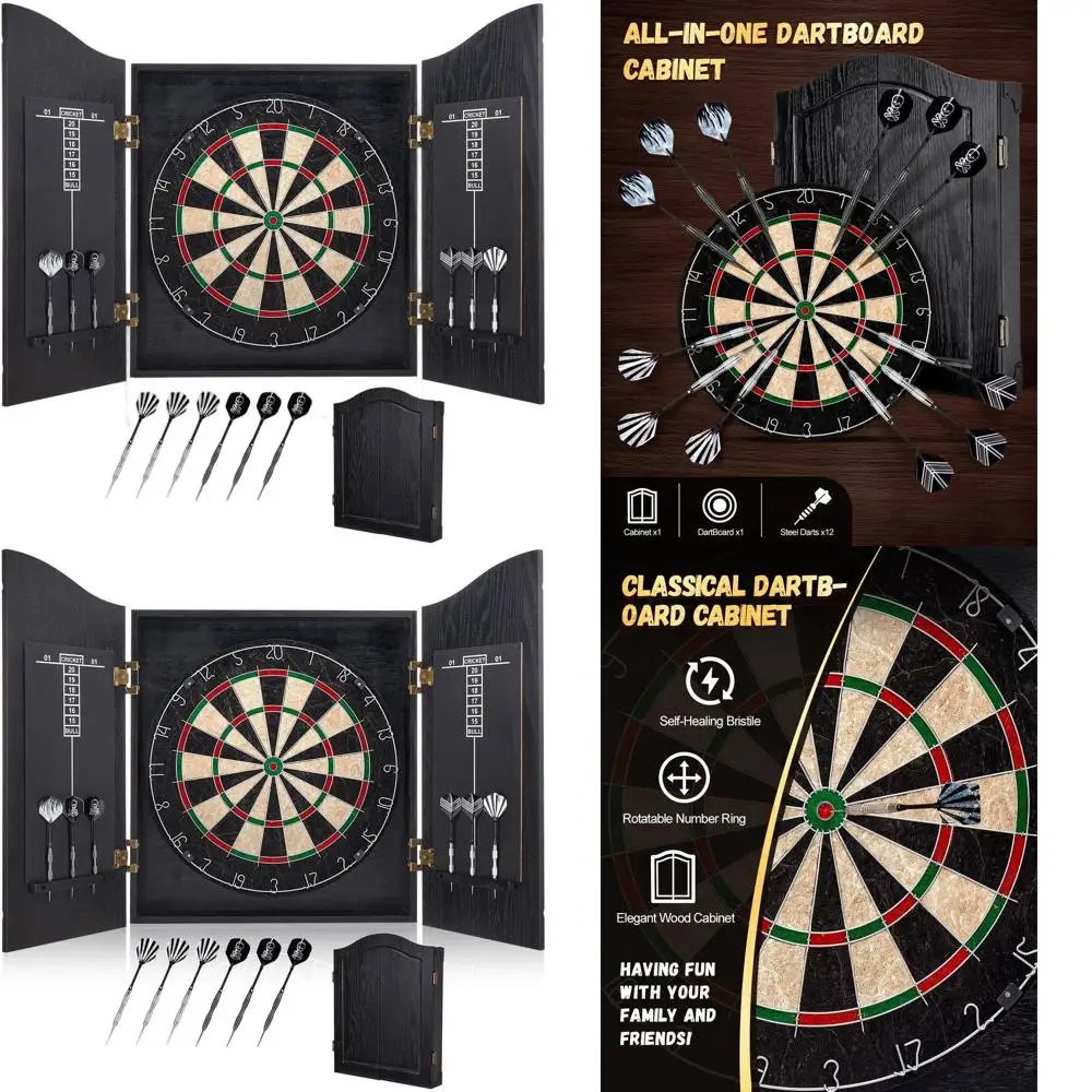 

Элегантный деревянный набор дартса с шкафом и табло для игровых комнат для взрослых, включая 6 стальных дартс