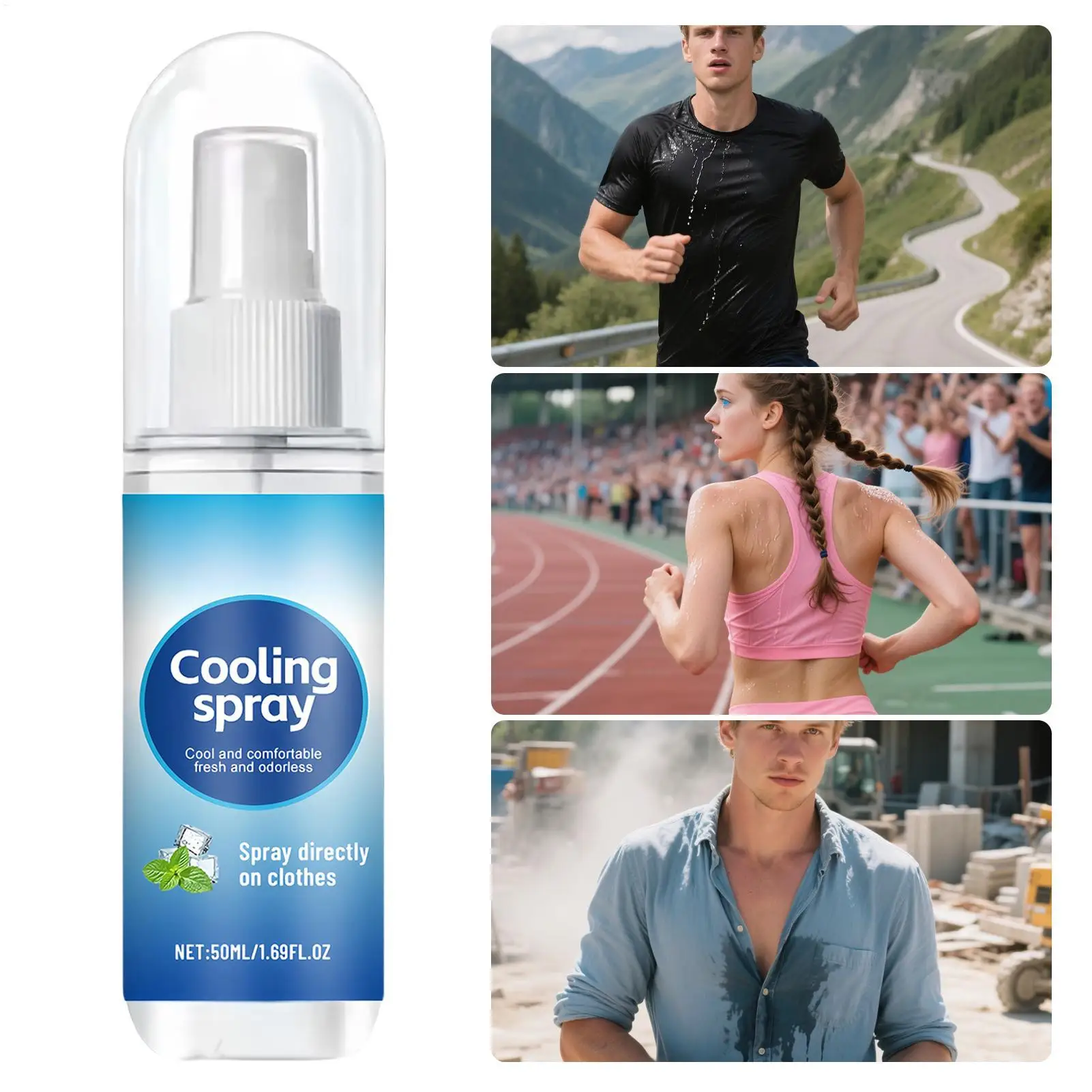 100ml Cooling Mist Spray For Clothes, Refreshing Non-Greasy Fabric Cool Down Spray, Summer Sports & Outdoor Travel Essential