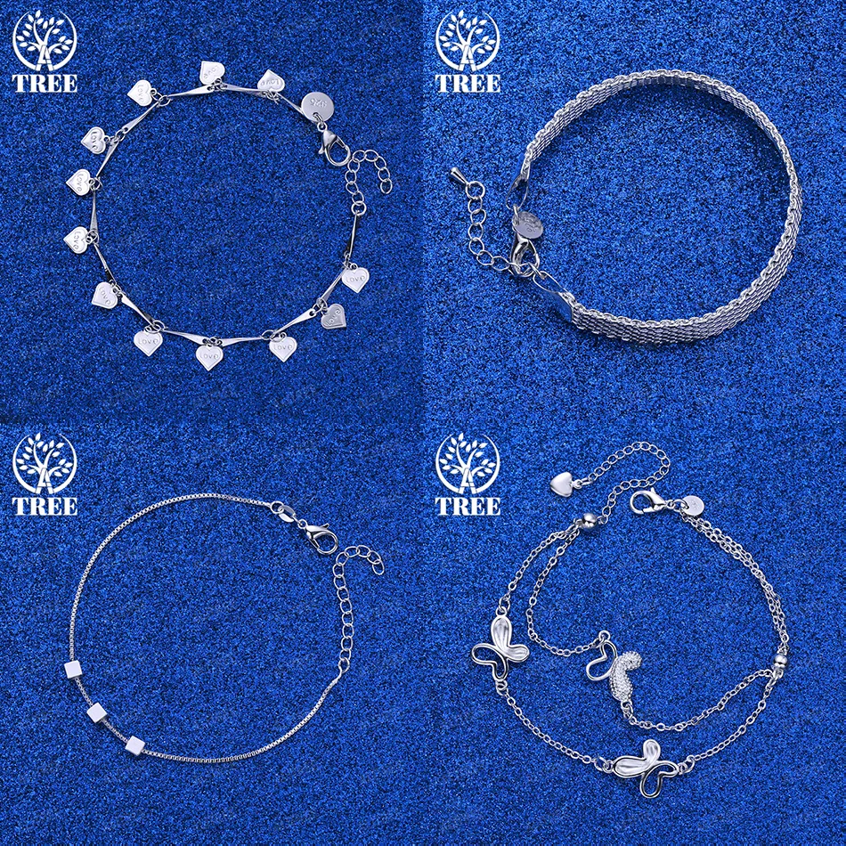 

High Quality 925 Sterling Silver Butterfly Heart Square Mesh Watch Band Bracelets Women Wedding Party Cute Jewelry Accessories