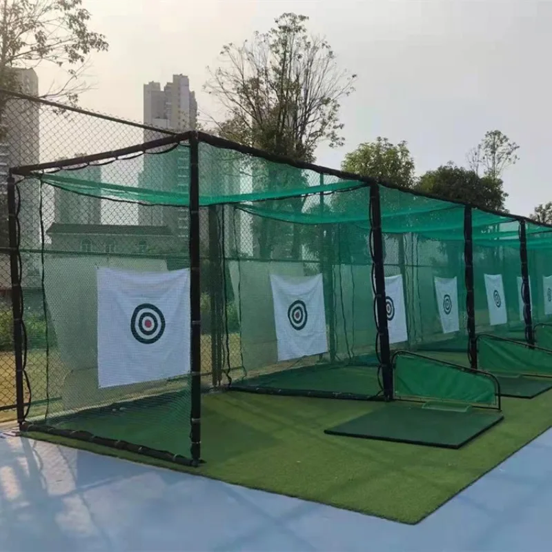 3x3x3m Putting Green Golf Practice Net with Driving Hitting Cage for Outdoor/Indoor Use
