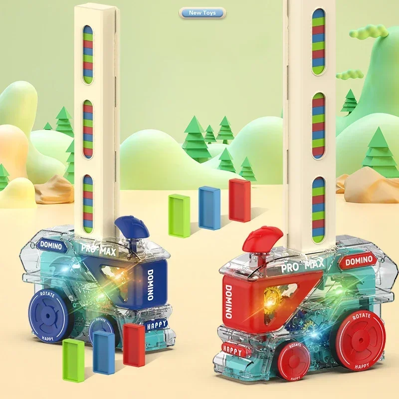 Automatisch leggen Domino Trein Elektrische auto Baksteenblokken Kit Creatief spel Intelligentie Educatieve spellen Speelgoed Kind Kinderen Cadeau