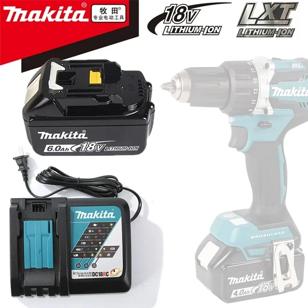 Makita baterai 18V asli alat listrik isi ulang, baterai Lithium-ion 6.0 Ah dapat diganti, LXT BL1860B blbl1830