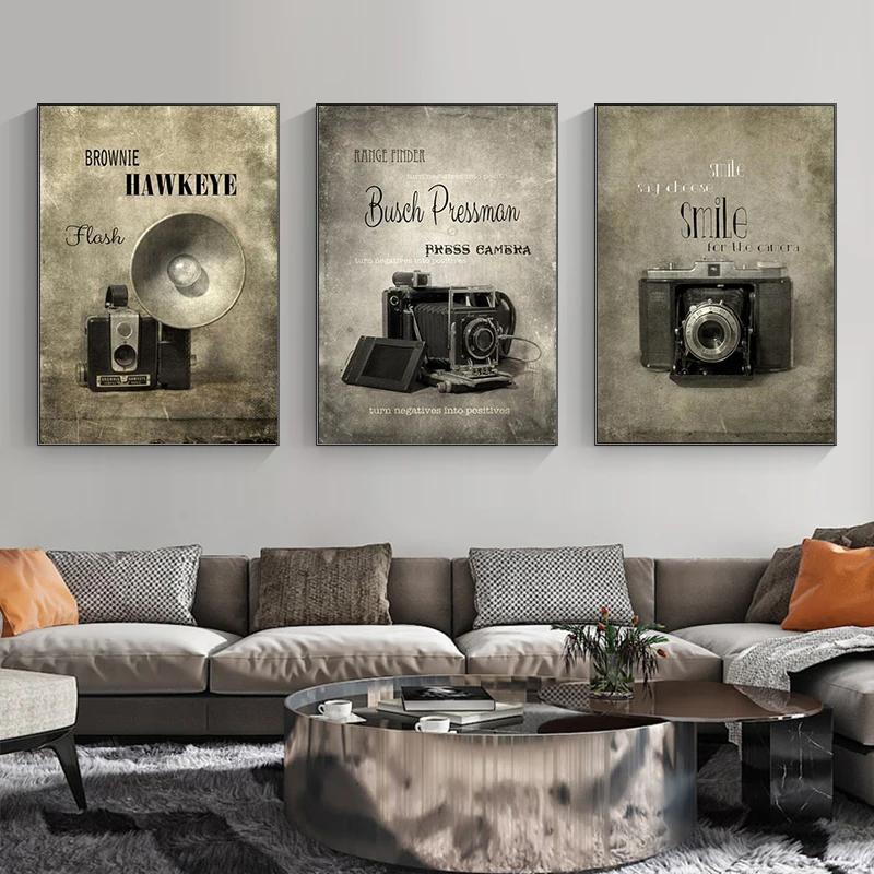 Vintage Painting Gramophone Camera Art Prints On Wall Retro Canvas Pictures Home Room Decoration Posters Frameless