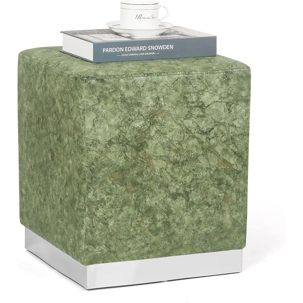 

Storage Ottoman Vanity Stool with Velvet Cushion, Green, Ideal for Makeup, Living Spaces, and Dorms