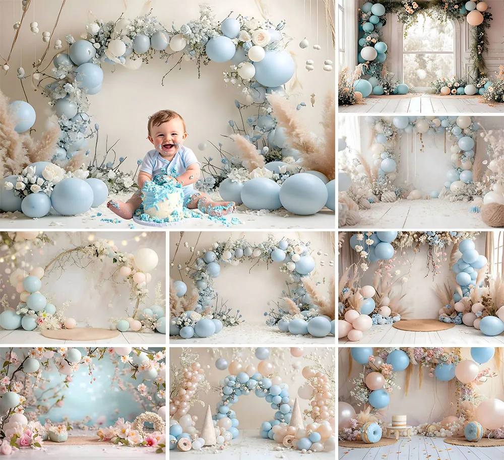 Mehofond Photography Background Boho Arch Balloons Floral Donut Kids Birthday Cake Smash Portrait Decor Backdrop Photo Studio