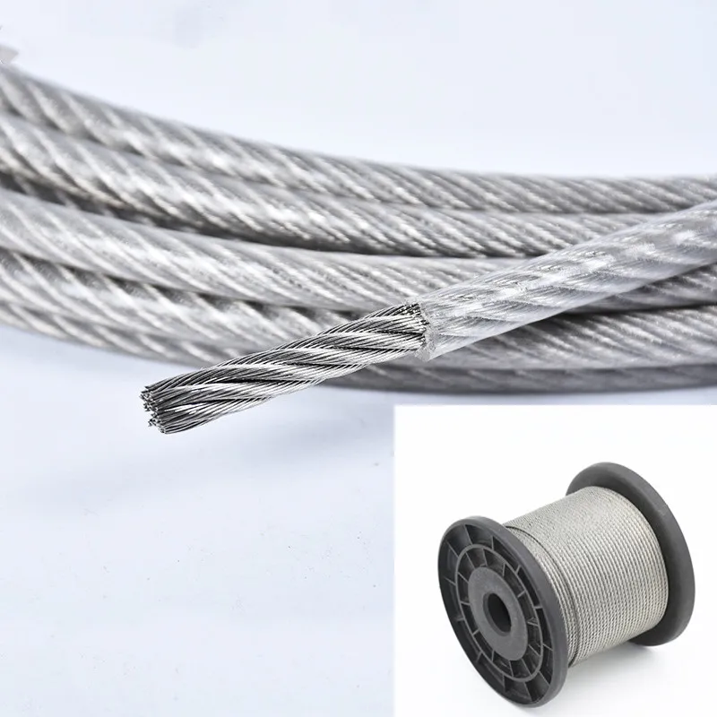 10 Meter Steel PVC Coated Flexible Wire Rope Soft Cable Transparent Stainless Steel Clothesline Diameter 1mm 1.2mm 1.5mm 2mm 3mm