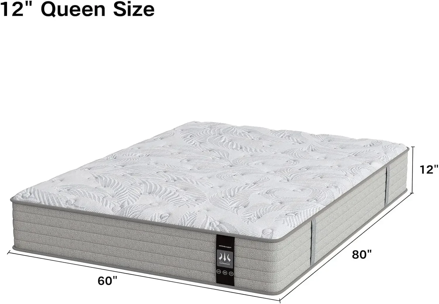 Queen Size Mattress, 12 Inch Hybrid Colchones Queen, Medium Firm, Edge Support, Motion Isolation and CertiPUR-US, 60