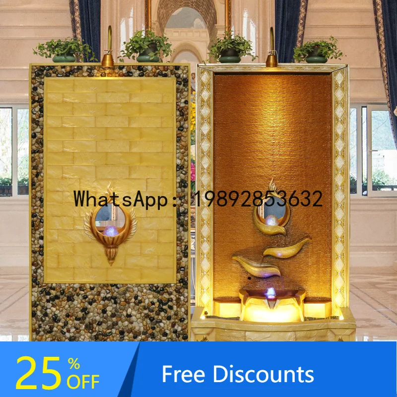 

LYY European Style Double-Sided Water Flow Curtain Wall Home Living Room Decoration Hotel Floor Ornament Large Landscape Screen