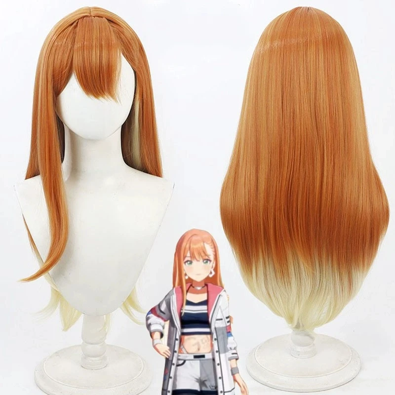 Project Sekai: Colorful Stage feat. Shiun Sumika Cosplay Wig 60cm Orange Mixed Blonde Heat Resistant Synthetic Hair Halloween Pa