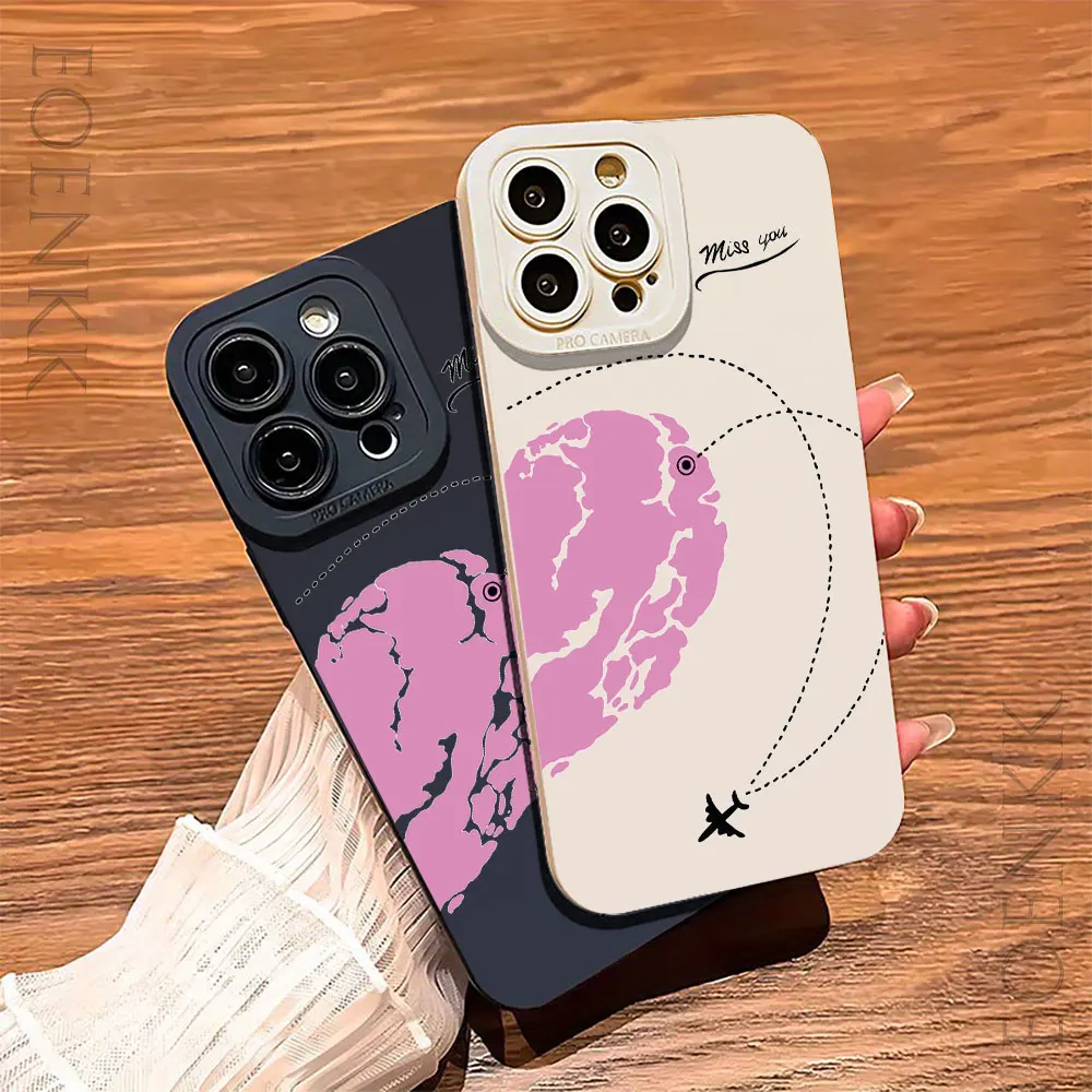 Miss You Love Pattern Phone Case For iPhone11 12 13 14 15 Pro Max 7 8 14 15 Plus 12 13 Mini X XR XS Max Protection Soft Cover