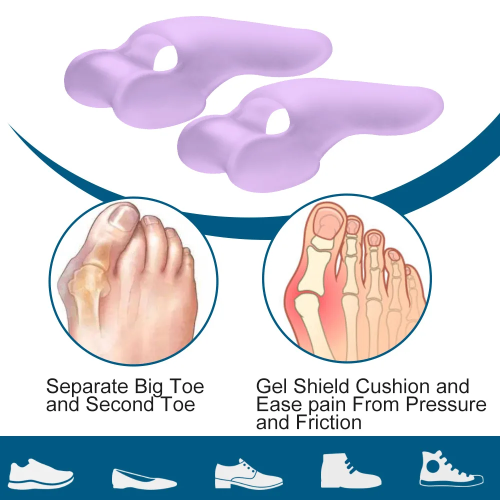 

2Pcs/pair Gel Toe Separator Bunion Toes Overlap Orthopedics Hallux Valgus Correction Silicone Foot Health Care Clamp Protector