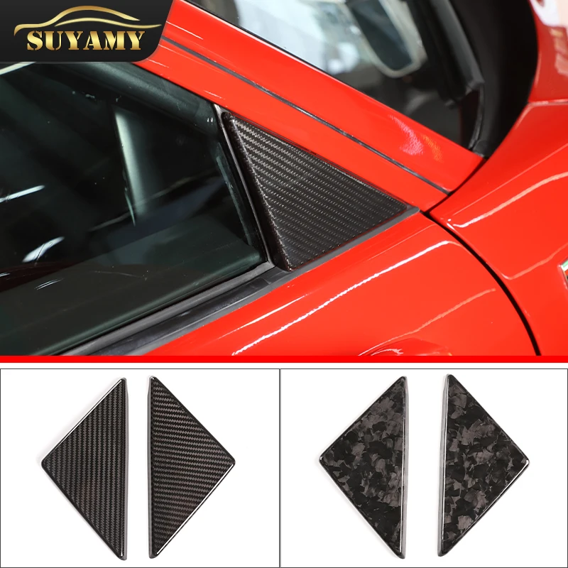 For Ferrari 458 2011-2016 Car Accessories Exterior Modification Real Carbon Fiber A Pillar Window Triangle Decorative Patch