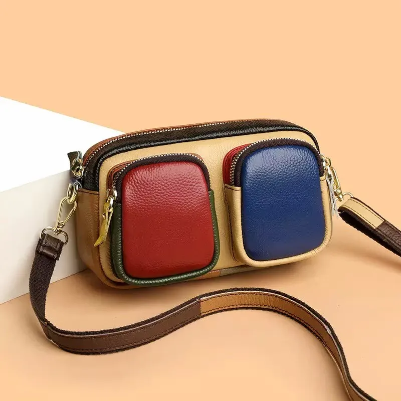 

Genuine Leather Handbag for Women New Trend Small Bag Simple Vegetable Tanned Cowhide Mobile Phone Bag Crossbody Shoulder Bag