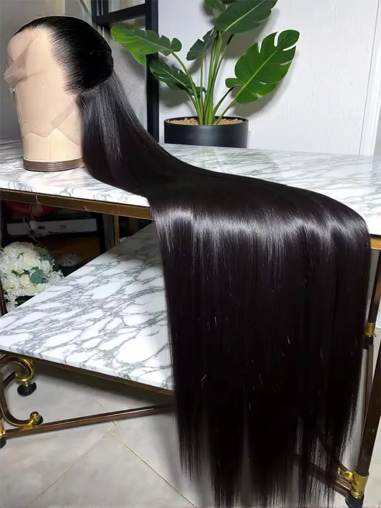 

Натуральный черный парик из 100% человеческих волос 13x4 Bone Straight, 13x6 HD Lace Frontal, 30-40 дюймов, без клея, для темнокожих женщин