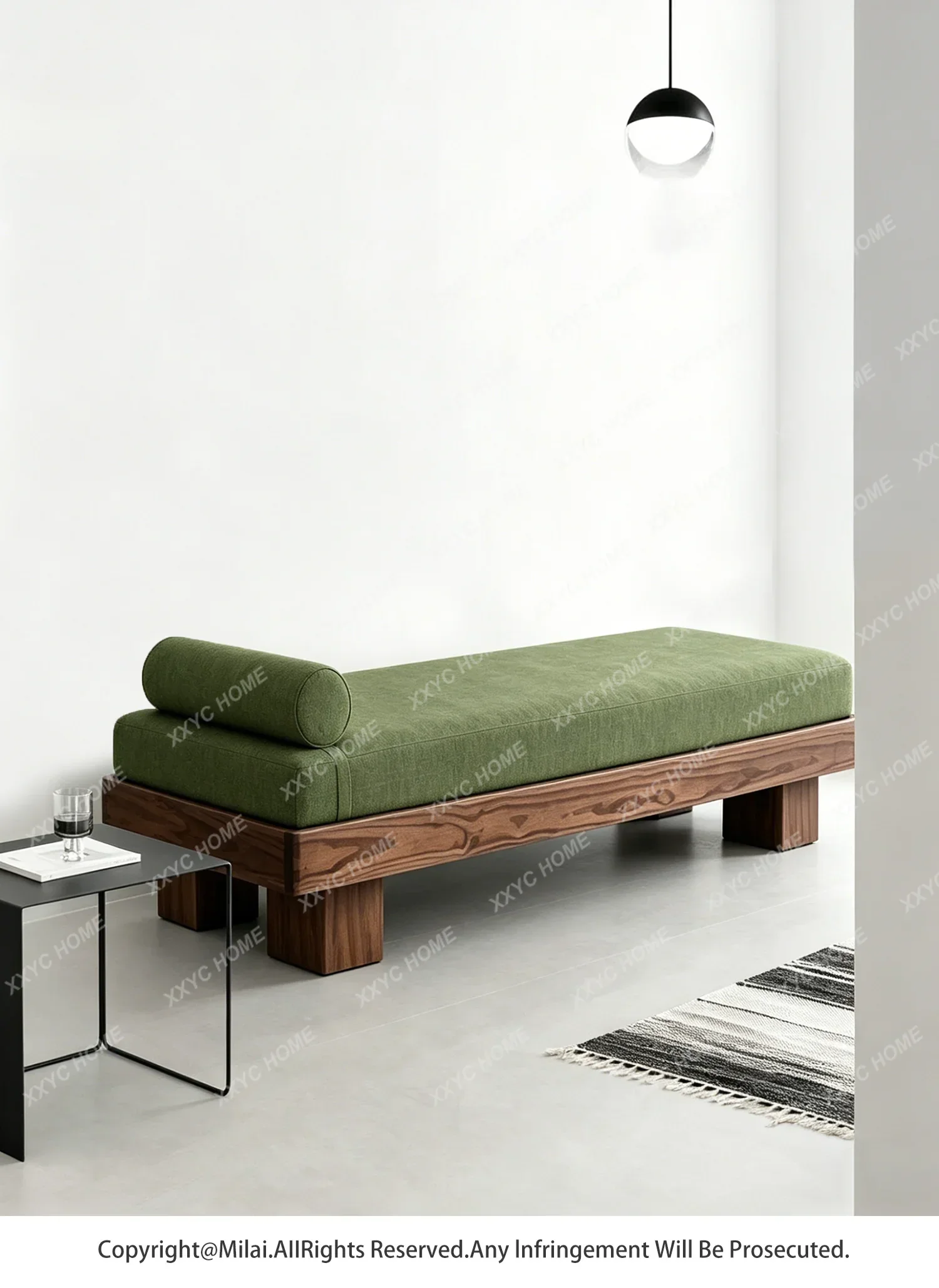 

Minimalist style solid wood bench bedroom bedside bench hotel homestay fabric bench