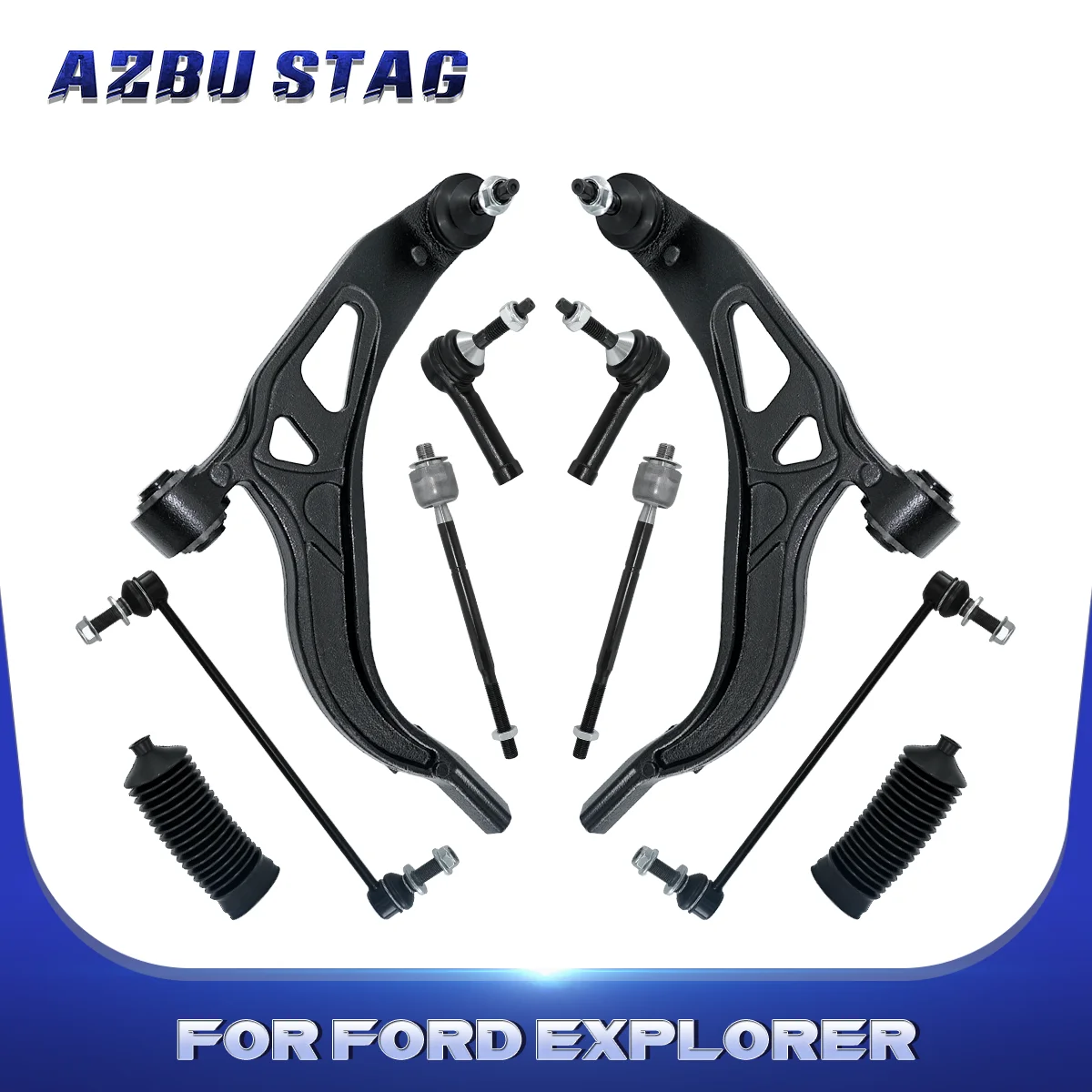 AzbuStag 10Pcs Front Lower Control Arm Sway Bar Link Tie Rod for Ford Explorer Police 2011 2012 2013 2014 2015 2016 2017