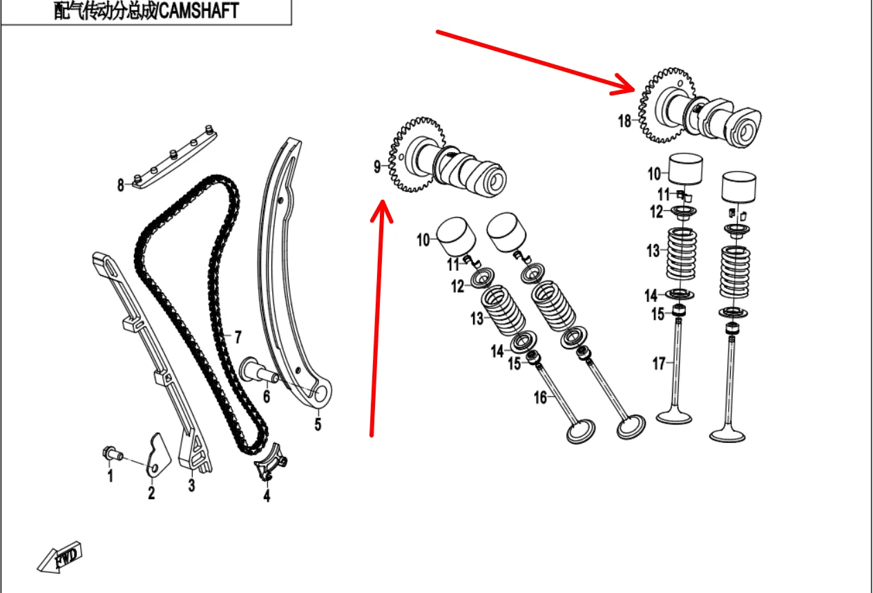 

Exhaust camshaft and intake camshaft suit CF250NK code is 0DN0-024200-10000/0DN0-024100-10000