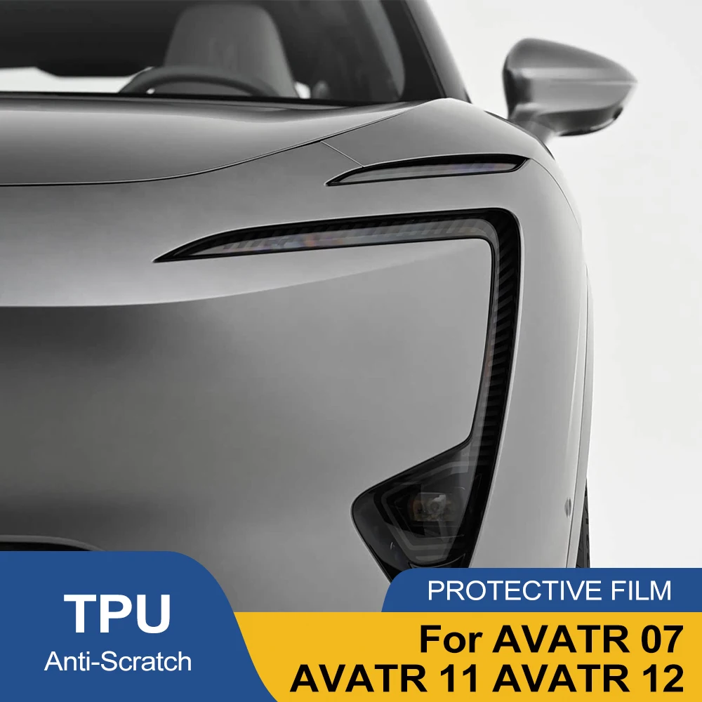 Car Headlight Protective Film for AVATR 07 11 12 Smoke Black TPU PPF Pre Cut Anti-Scratch Headlight Auto Vinyl Wrapping Film