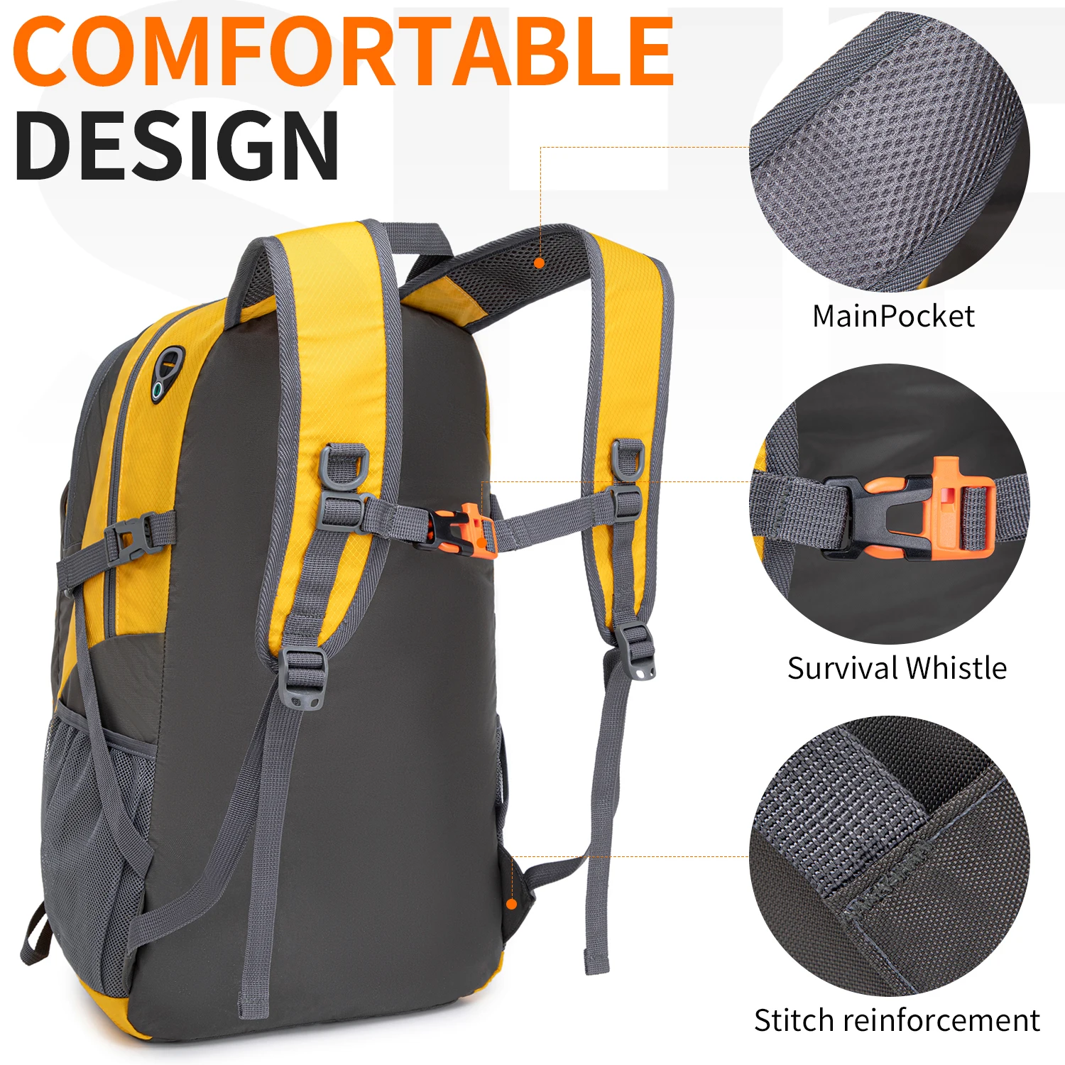 Ultra-Lightweight Packable Hiking Backpack, Foldable, Waterproof, Camping, Outdoor Sports, 40L