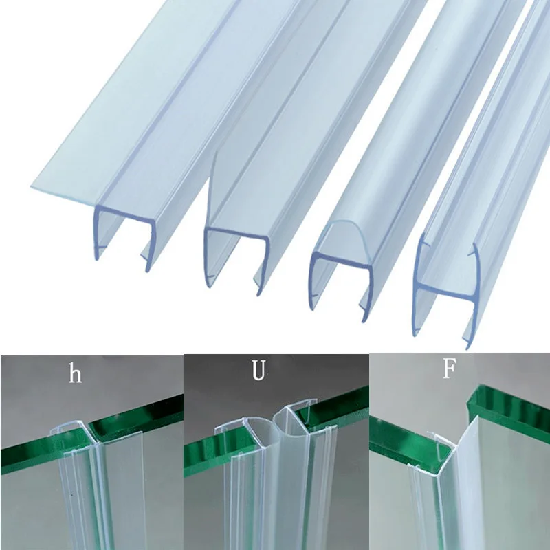 2X50cm Glue-free Bath shower screen door seal strip 6/8/10/12mm gap sealer PVC Waterproof Sealing Weatherstrip Bathroom Hardware